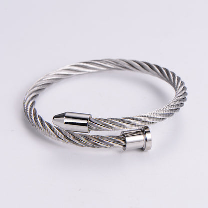 Simple Style Solid Color Titanium Steel Bangle Plating Stainless Steel Bracelets