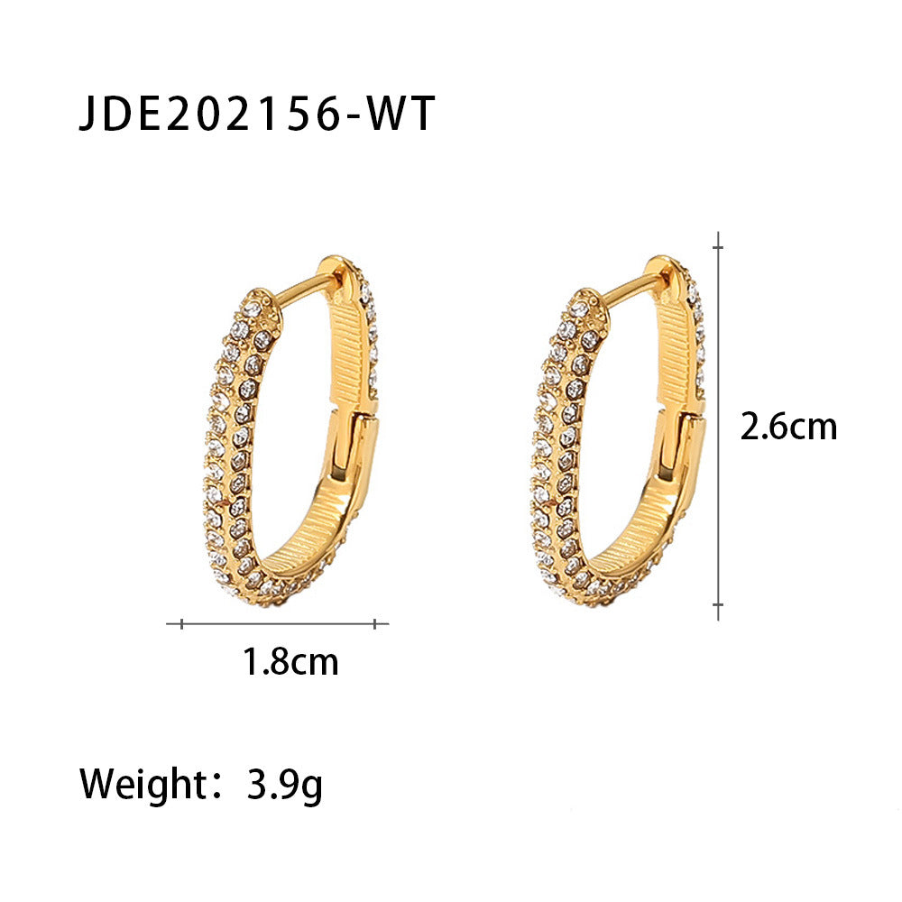 Fashion Geometric Stainless Steel Earrings Gold Plated Inlay Zircon Stainless Steel Earrings