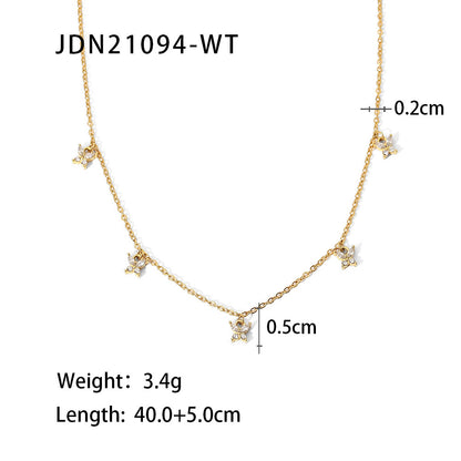 Fashion Geometric Stainless Steel Necklace Gold Plated Zircon Stainless Steel Necklaces