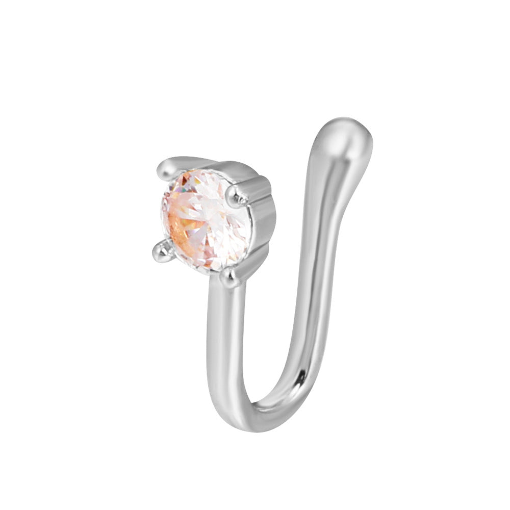 Fashion Star Moon Crown Copper Plating Zircon Nasal Splint 1 Piece