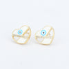 Fashion Moon Heart Shape Copper Ear Studs Stoving Varnish Inlay Zircon Copper Earrings