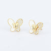 Retro Butterfly Copper Ear Studs Zircon Copper Earrings