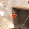 Fashion Heart Shape Alloy Inlay Rhinestone Agate Necklace