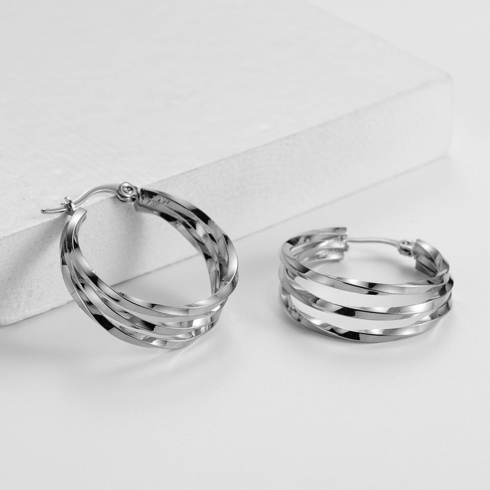 Fashion Irregular Circle Women's Stainless Steel Earrings