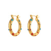 1 Pair Fashion Geometric Stainless Steel Pearl Zircon Gold Plated Earrings
