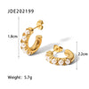 Retro C Shape Inlay Stainless Steel Pearl Gold Plated Earrings