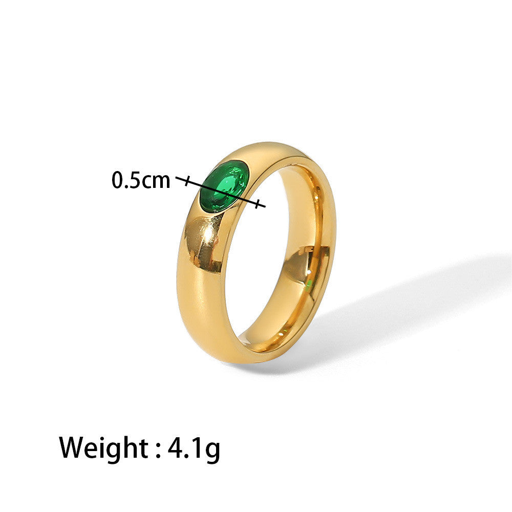 Retro Geometric Stainless Steel Inlay Zircon Gold Plated Rings