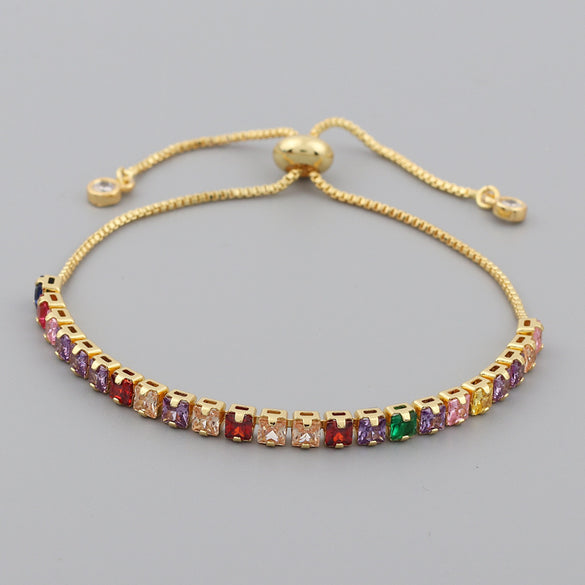 Retro Geometric Copper Zircon Bracelets In Bulk