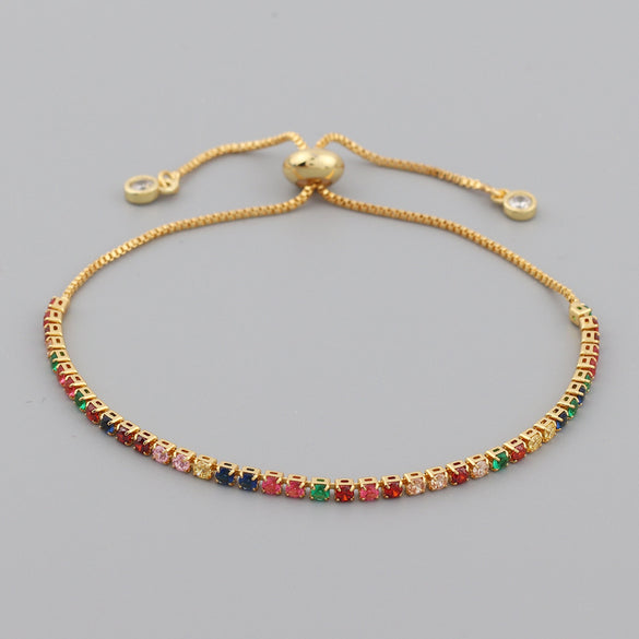 Retro Geometric Copper Zircon Bracelets In Bulk