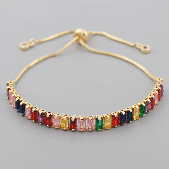 Retro Geometric Copper Zircon Bracelets In Bulk