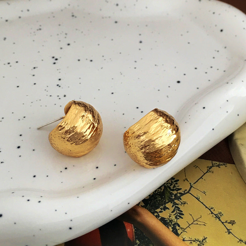 Retro C Shape Plating Copper Ear Studs