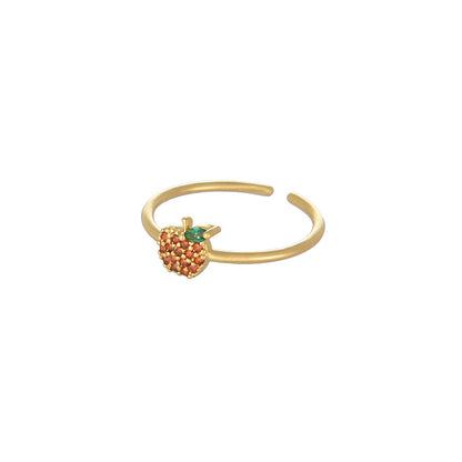 Cute Fruit Bear Alloy Plating Zircon Women's Open Ring