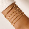 Simple Thick Chain Geometric Leaf Airplane Bracelet 4 Piece Set