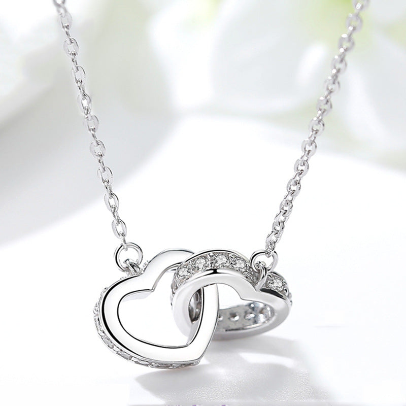 Sweet Heart Shape Sterling Silver Pendant Necklace Zircon 925 Silver Necklaces