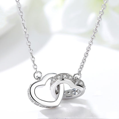 Sweet Heart Shape Sterling Silver Pendant Necklace Zircon 925 Silver Necklaces