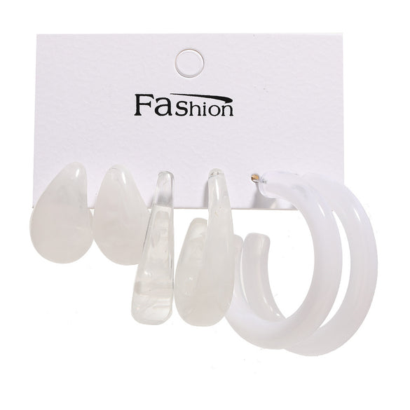1 Set Fashion C Shape Pearl Alloy Resin Earrings