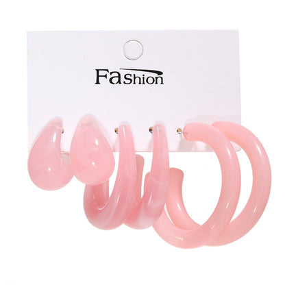 1 Set Fashion C Shape Pearl Alloy Resin Earrings