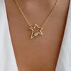 Simple Style Pentagram Alloy Plating Inlay Rhinestone Pendant Necklace