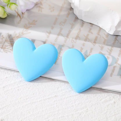 Simple Style Heart Shape Resin Ear Studs 1 Pair