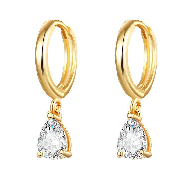 Elegant Heart Shape Alloy Plating Zircon Drop Earrings 1 Pair