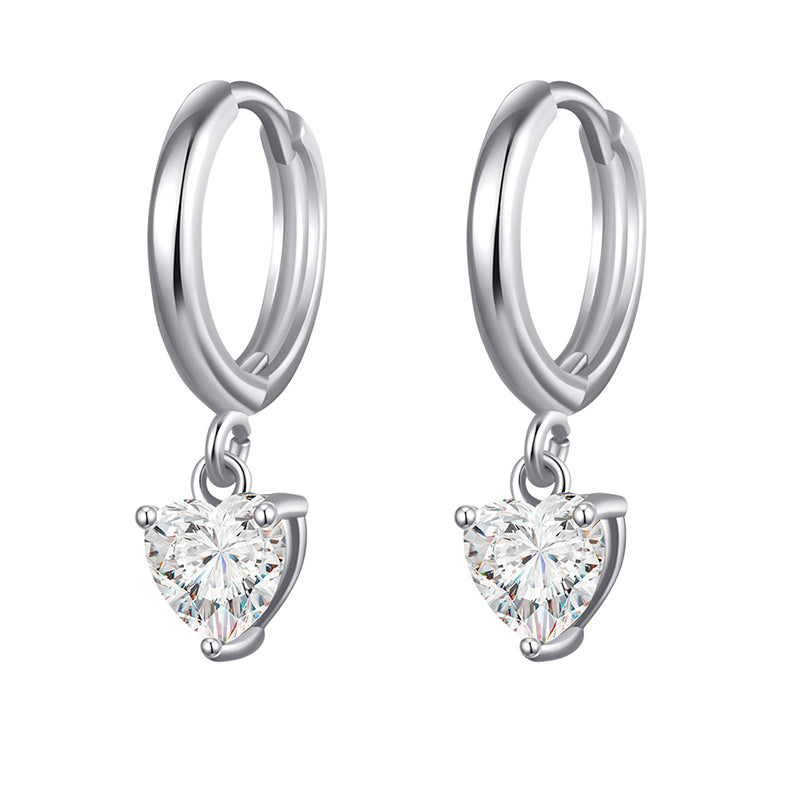 Elegant Heart Shape Alloy Plating Zircon Drop Earrings 1 Pair