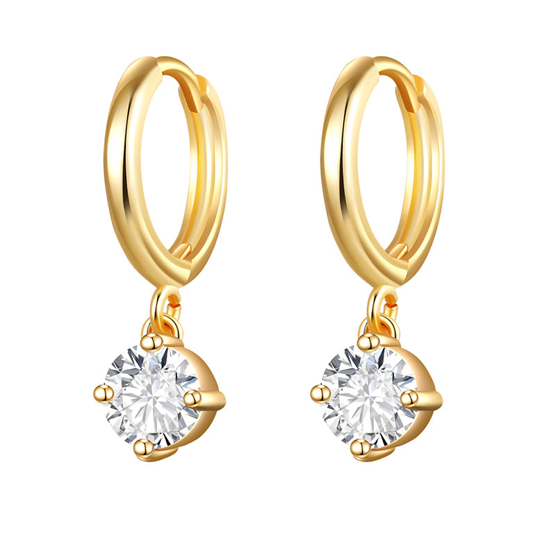 Elegant Heart Shape Alloy Plating Zircon Drop Earrings 1 Pair