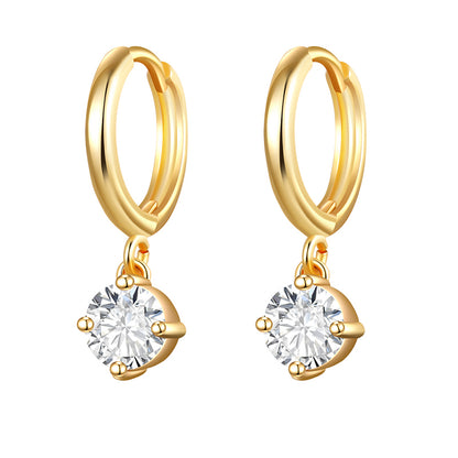 Elegant Heart Shape Alloy Plating Zircon Drop Earrings 1 Pair