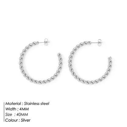 Lady Geometric Stainless Steel Hoop Earrings Plating Stainless Steel Earrings