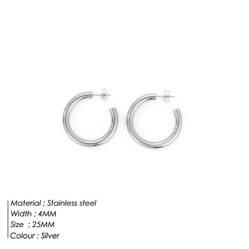 Fashion Geometric Plating Stainless Steel Hoop Earrings