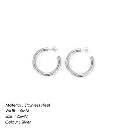 Fashion Geometric Plating Stainless Steel Hoop Earrings