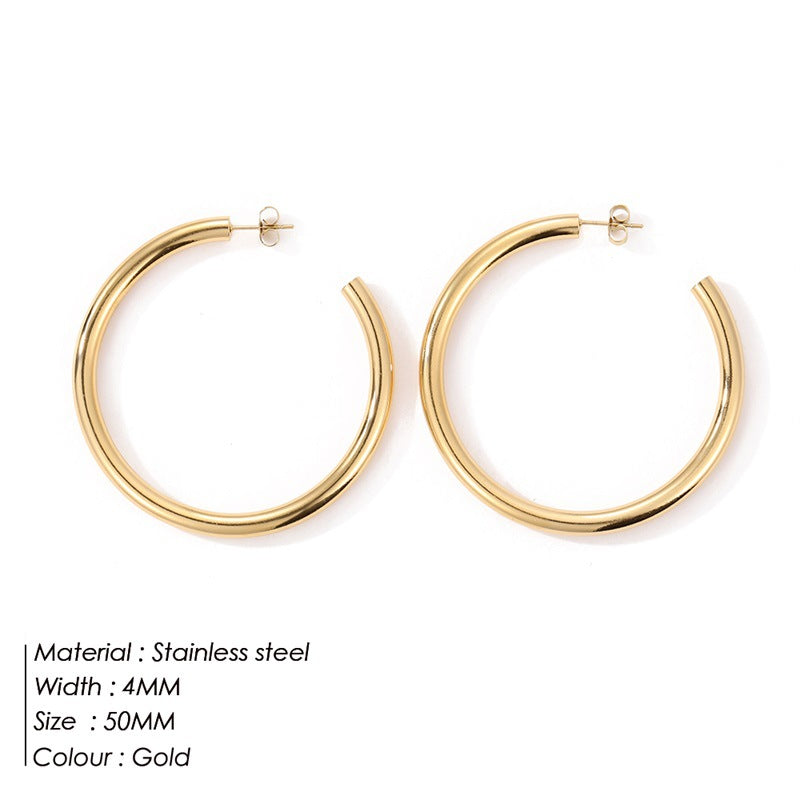 Fashion Geometric Plating Stainless Steel Hoop Earrings