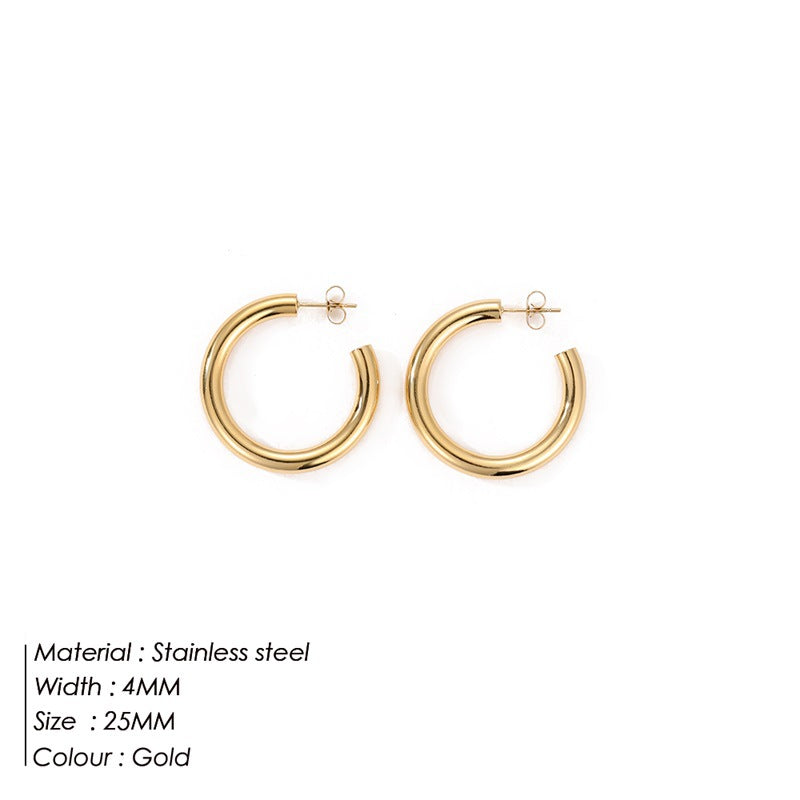 Fashion Geometric Plating Stainless Steel Hoop Earrings