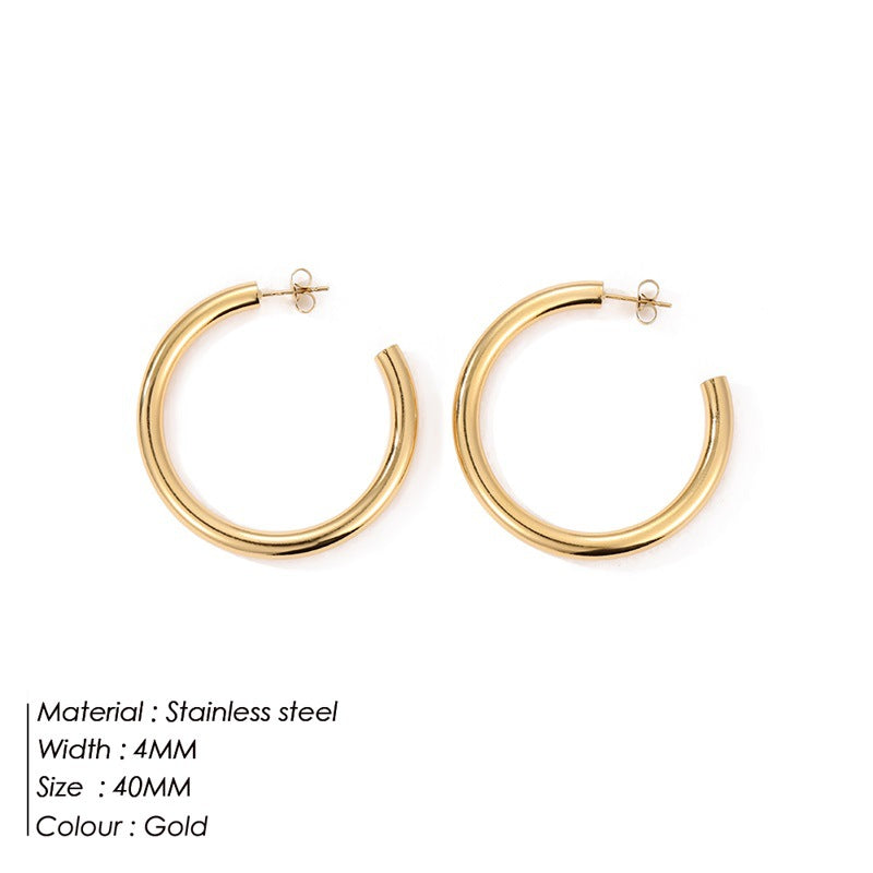 Fashion Geometric Plating Stainless Steel Hoop Earrings