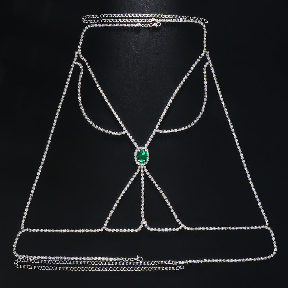 Fashion Geometric Alloy Plating Artificial Gemstones Body Chain