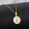 Simple Style Letter Titanium Steel Plating Inlaid Shell Necklace