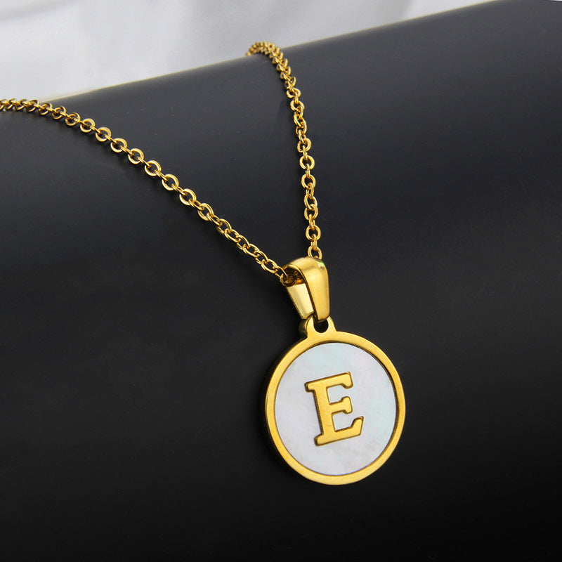 Simple Style Round Letter Titanium Steel Plating Necklace