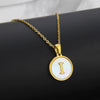 Simple Style Letter Titanium Steel Plating Inlaid Shell Necklace