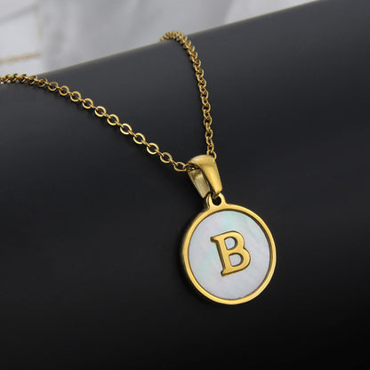 Simple Style Round Letter Titanium Steel Plating Necklace