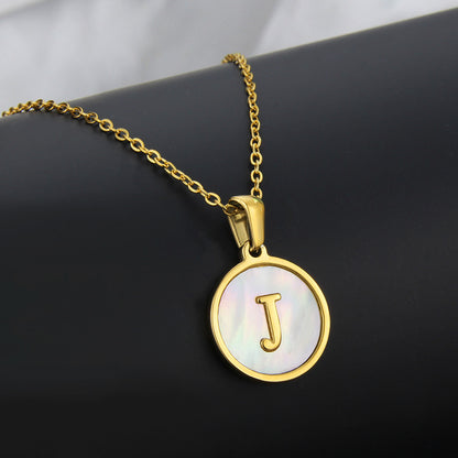 Simple Style Round Letter Titanium Steel Plating Necklace