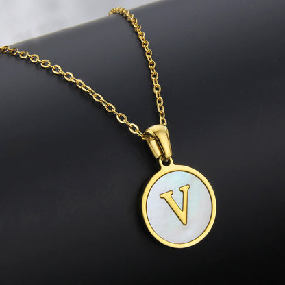 Simple Style Round Letter Titanium Steel Plating Necklace