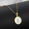 Simple Style Letter Titanium Steel Plating Inlaid Shell Necklace