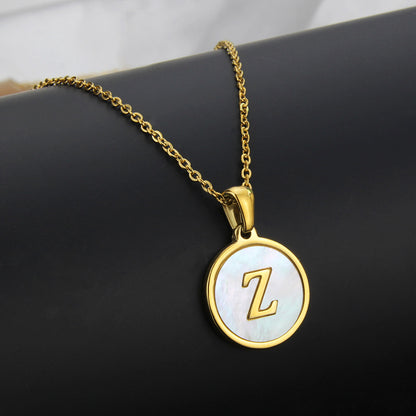 Simple Style Round Letter Titanium Steel Plating Necklace