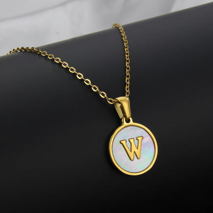 Simple Style Round Letter Titanium Steel Plating Necklace