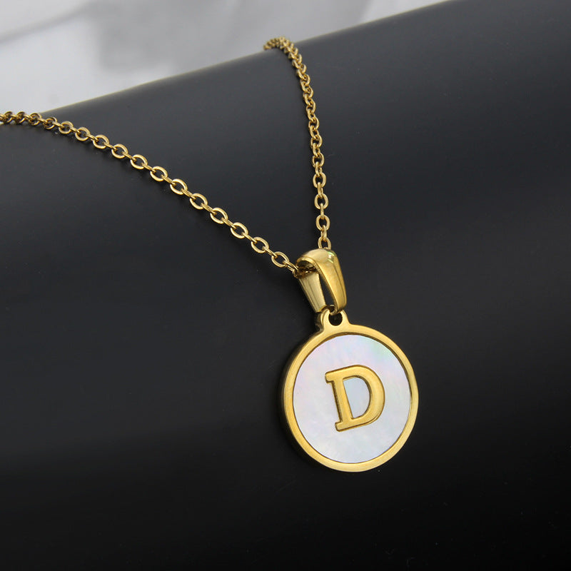 Simple Style Round Letter Titanium Steel Plating Necklace