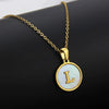 Simple Style Letter Titanium Steel Plating Inlaid Shell Necklace