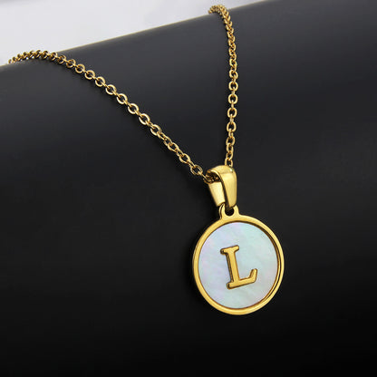 Simple Style Round Letter Titanium Steel Plating Necklace