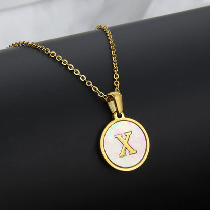 Simple Style Round Letter Titanium Steel Plating Necklace