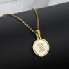 Simple Style Letter Titanium Steel Plating Inlaid Shell Necklace