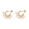 Elegant C Shape Plating Metal Artificial Pearls Gold Plated Ear Studs