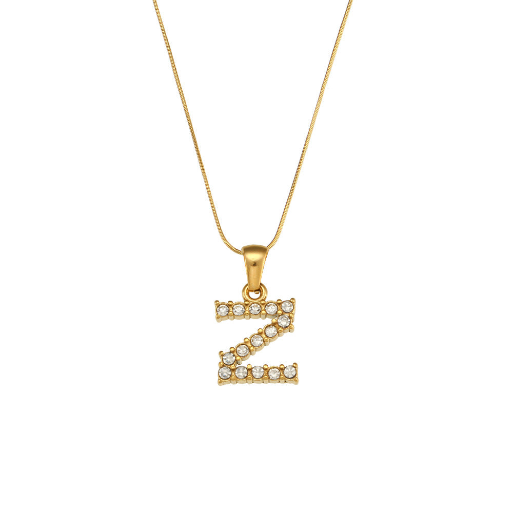 Lady Letter Stainless Steel Necklace Plating Zircon Stainless Steel Necklaces